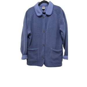 Vintage L.L Bean Women's Y2k 90s Blue Fleece Button-Up Jacket Size XL